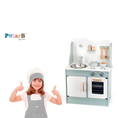 Дитяча кухня з дерева з аксесуарами Viga Toys PolarB зелена (44048)