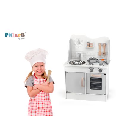 Детская кухня из дерева с аксессуарами Viga Toys PolarB серая (44049)