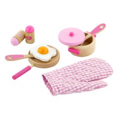 Дитячий кухонний набір Viga Toys Іграшковий посуд із дерева, рожевий (50116)