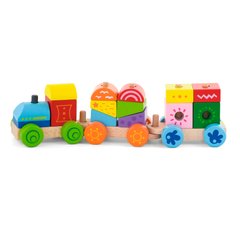 Дерев'яний поїзд Viga Toys Яскраві кубики (50534)